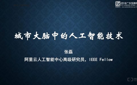 2018广东互联网大会-阿里云张磊：城市大脑中的人工智能技术应用