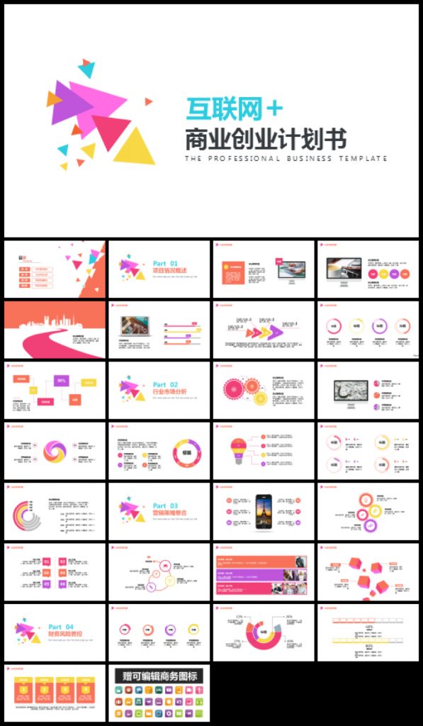 34套互联网商业计划书PPT模板