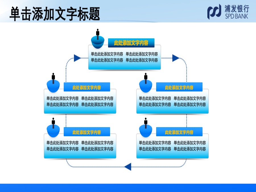 浦发银行淡蓝色三维立体风格PPT模板