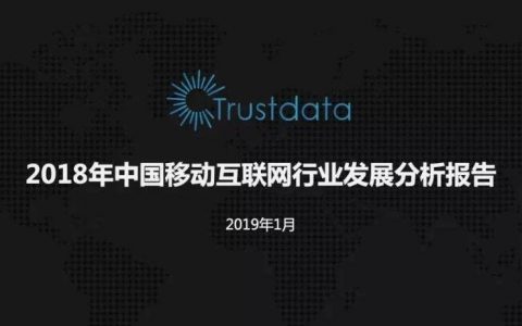 Trustdata：2018年中国移动互联网行业发展分析报告<span style="color:#D80000">（88页）