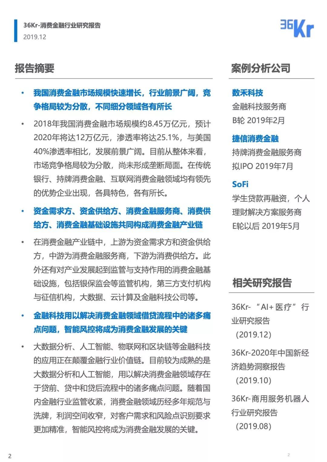 36Kr：消费金融行业研究报告