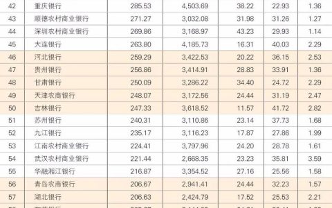 2019年中国银行业100强榜单