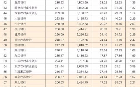 2019年中国银行业100强榜单