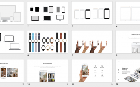 PPT实用模板 | 移动设备屏幕效果Device Screen PPT模板资源<span style="color:#D80000">（72页）</span>