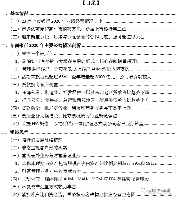 招商银行2020年年报剖析