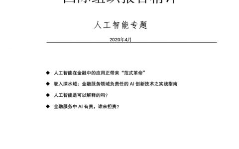 国际组织报告精译：人工智能的金融应用专题（97页）