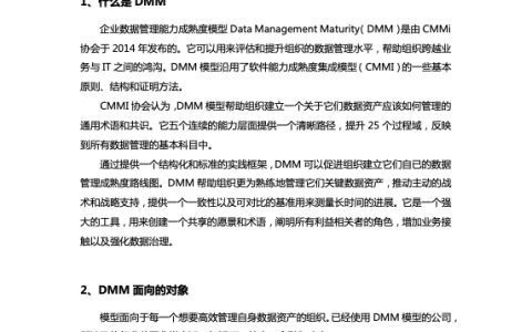 初探数据管理能力成熟度模型DMM