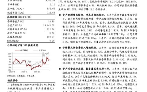 南京银行中报点评：存贷款规模增长较快，资本充足率提升