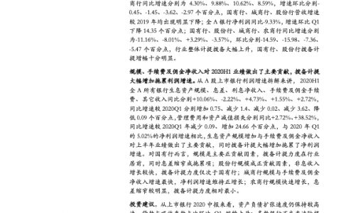 银行业2020年中报点评