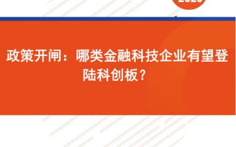 政策开闸：哪类金融科技企业有望登陆科创板（17页）