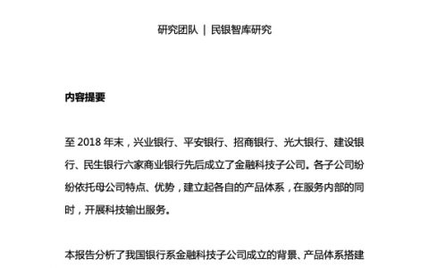 民银智库研究：我国银行系金融科技子公司发展状况及趋势分析