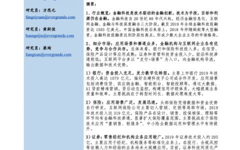 恒大研究院：2020中国金融科技报告（30页）