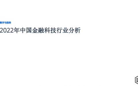 2022年中国金融科技行业分析报告（38页）