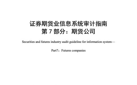 证券期货业信息系统审计指南 第7部分：期货公司