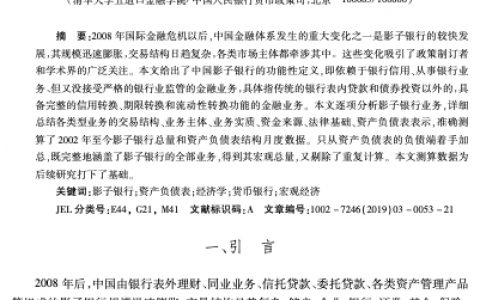 中国影子银行的经济学分析_定义、构成和规模测算